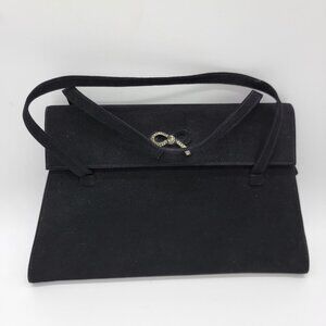 VINTAGE I. MILLER BEAUTIFUL BAGS BERNALL‎ BLACK FELT BAG HANDBAG PURSE BOW